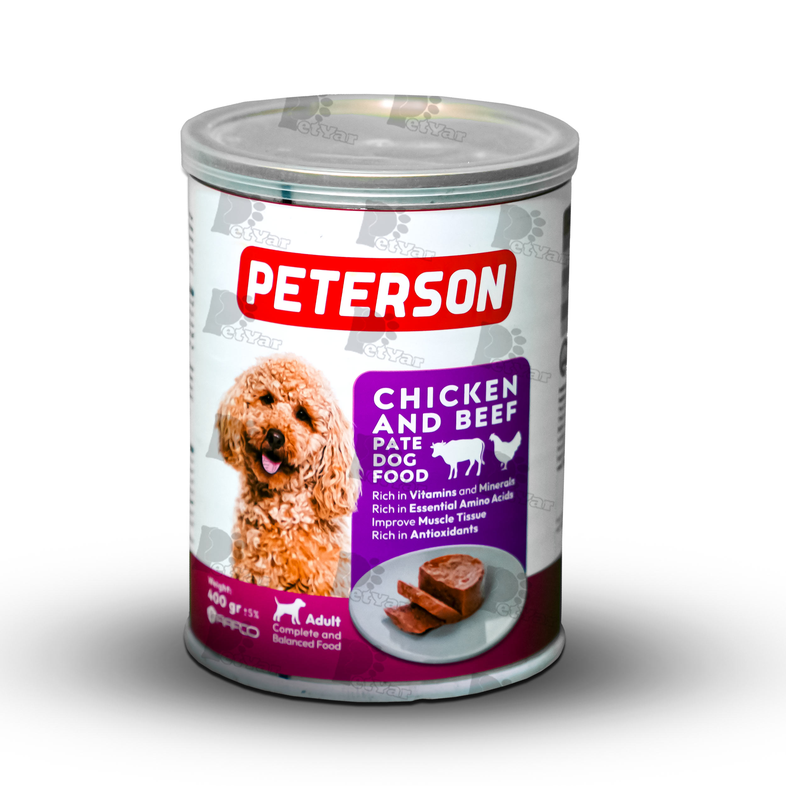 کنسرو سگ پته با طعم مرغ 400 گرمی پترسون